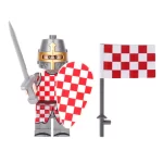 Croatian Knight and a matching flag - Custom Printed Brick Block Figure