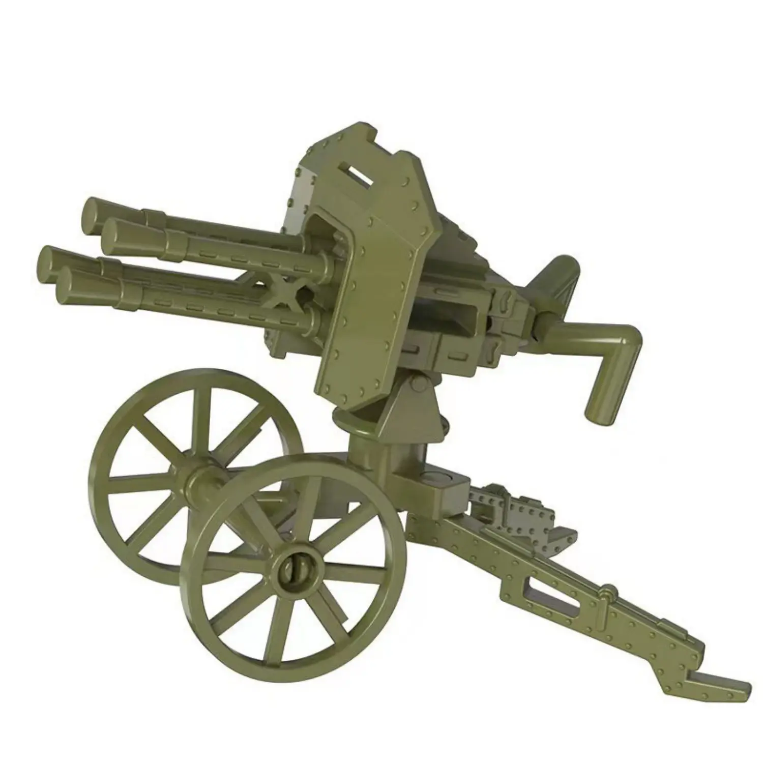 Custom Piece Miniature – quadruple mounted Maxim M1910 wheeled anti aircraft machine gun system olive green – 3D Print for LEGO minifigure Custom Piece Miniature – quadruple mounted Maxim M1910 wheeled anti aircraft machine gun system olive green – 3D Print for LEGO minifigure