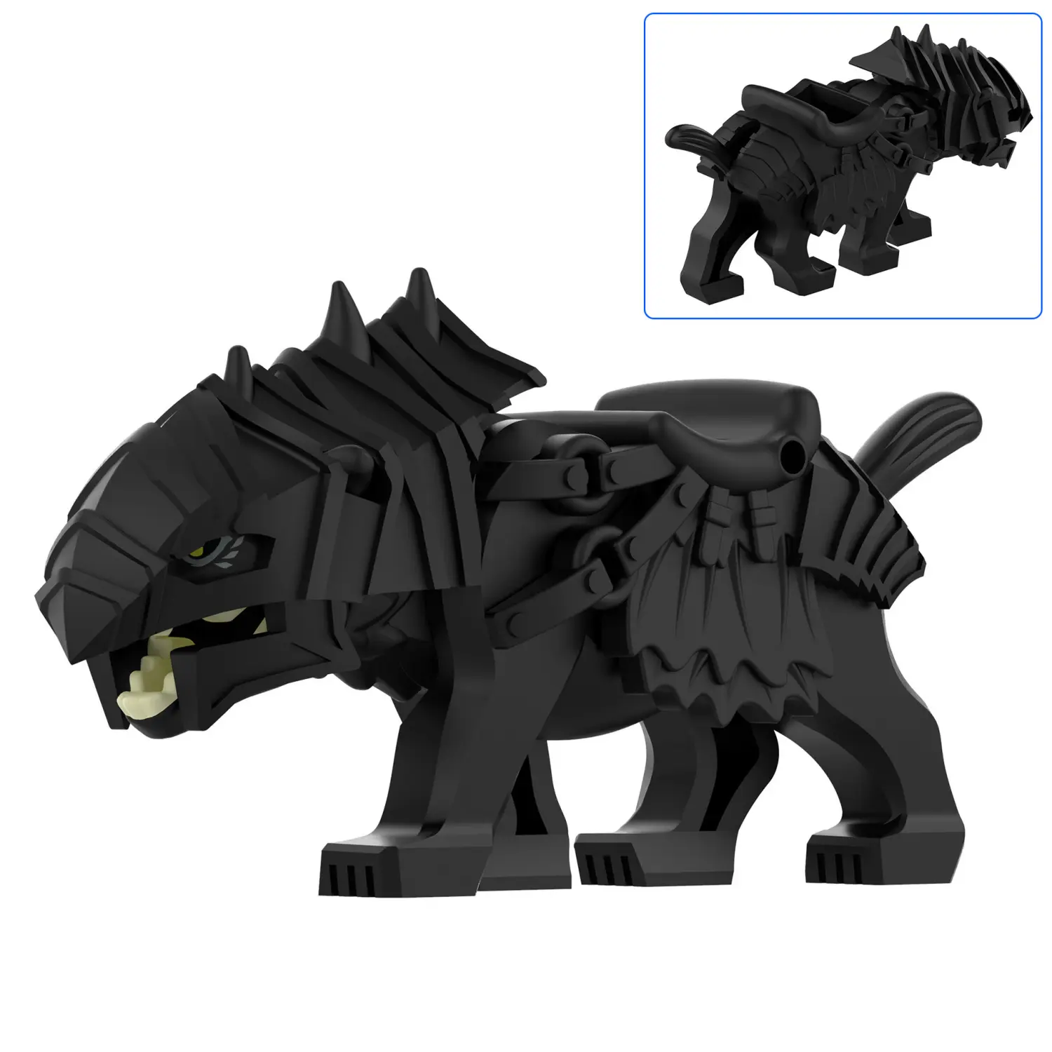 Minifigure - Armored Wolf Warg Black (LEGO Alternative) Minifigure - Armored Wolf Warg Black (LEGO Alternative)