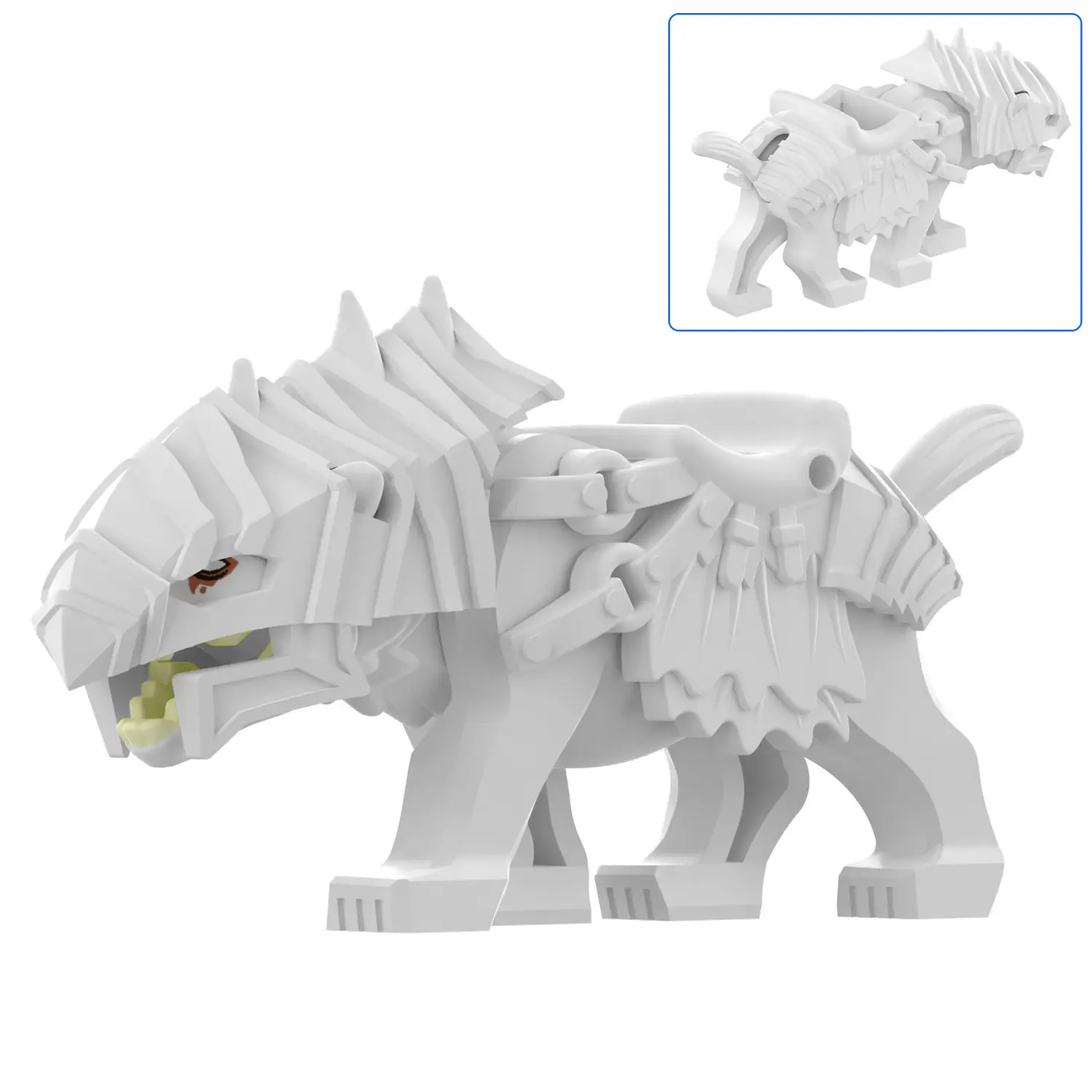 Minifigure - Armored Wolf Warg White (LEGO Alternative) Minifigure - Armored Wolf Warg White (LEGO Alternative)