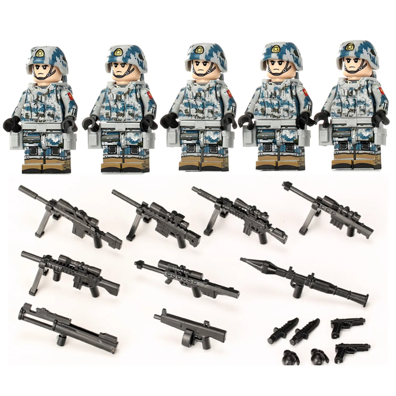 Minifigure – Chinese PLA Marine Corps with toy weapons and military accessories (LEGO Alternative) Minifigure – Chinese PLA Marine Corps with toy weapons and military accessories (LEGO Alternative)
