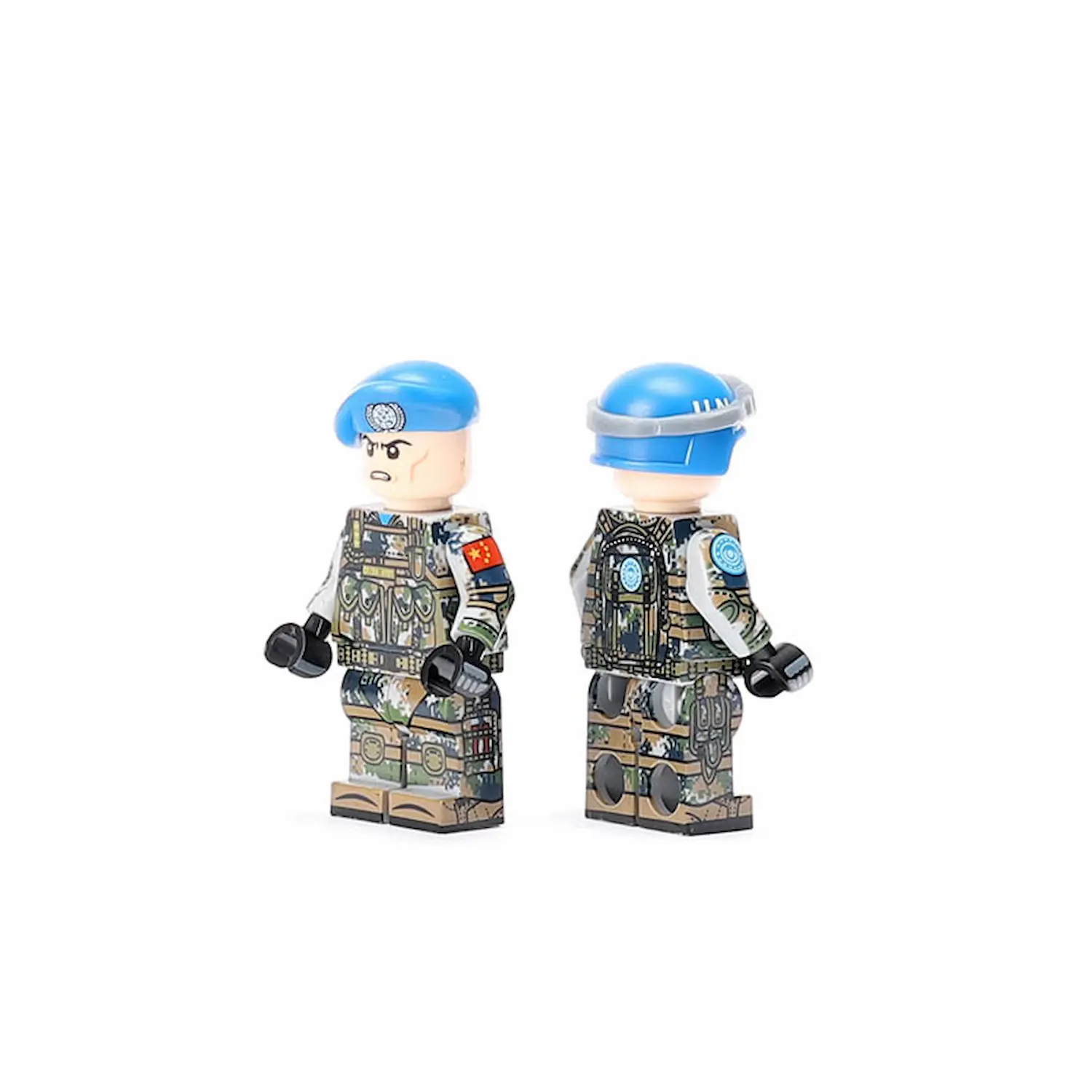 the back of Minifigure – Chinese soldier and officer serving as United Nations (UN) peacekeepers (LEGO Compatible) Chinese soldier and officer serving as United Nations (UN) peacekeepers - Custom Printed Brick Block Figure