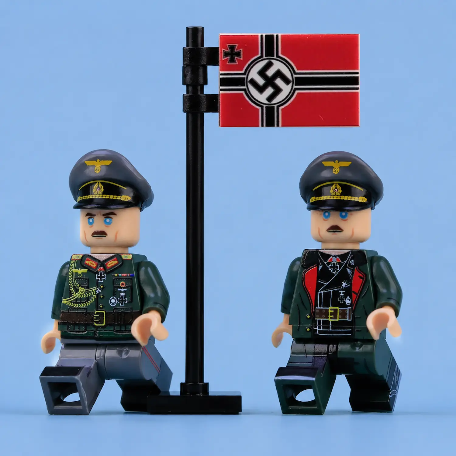 German Army (heer) Field Marshal And A Colonel General From World War Ii With Reichskriegsflagge, The War Flag Of Nazi Germany