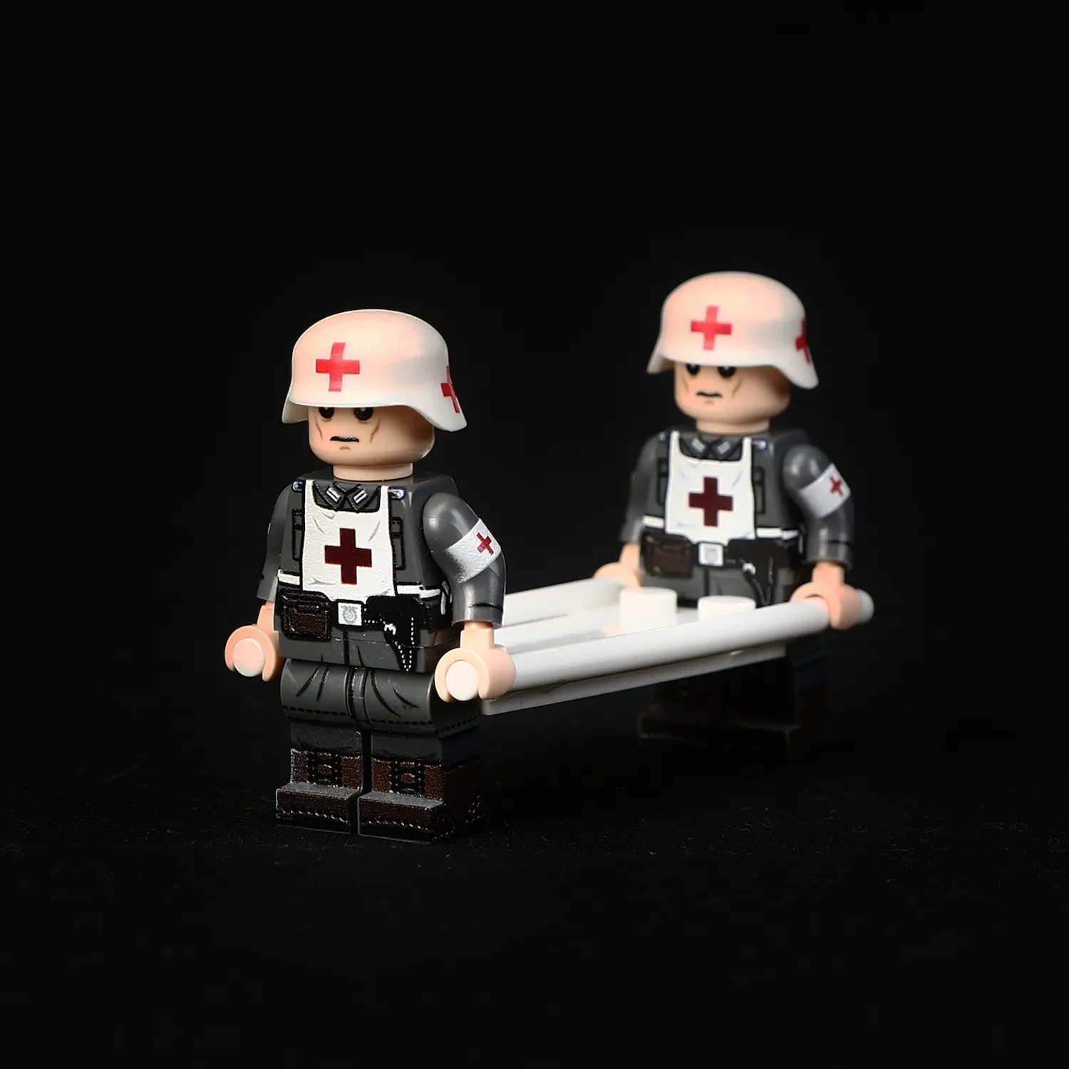 Minifigure - 2 German combat medics (Sanitäter) equipped to act as stretcher-bearers (Krankenträger) World War II (LEGO Compatible) Minifigure - 2 German combat medics (Sanitäter) equipped to act as stretcher-bearers (Krankenträger) World War II (LEGO Compatible)