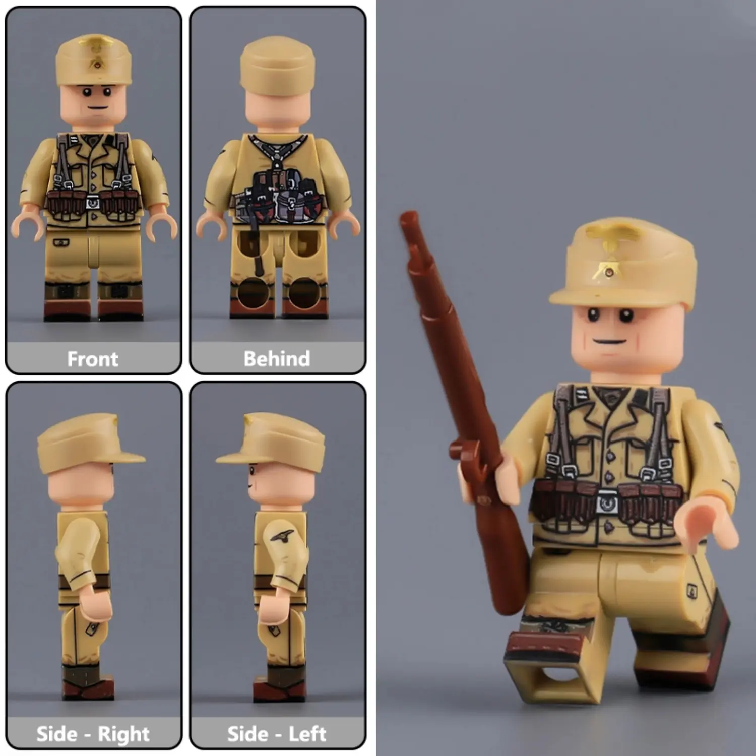 Minifigure - German Afrikakorps (DAK) infantryman from the North African Campaign of World War II (LEGO Compatible)
