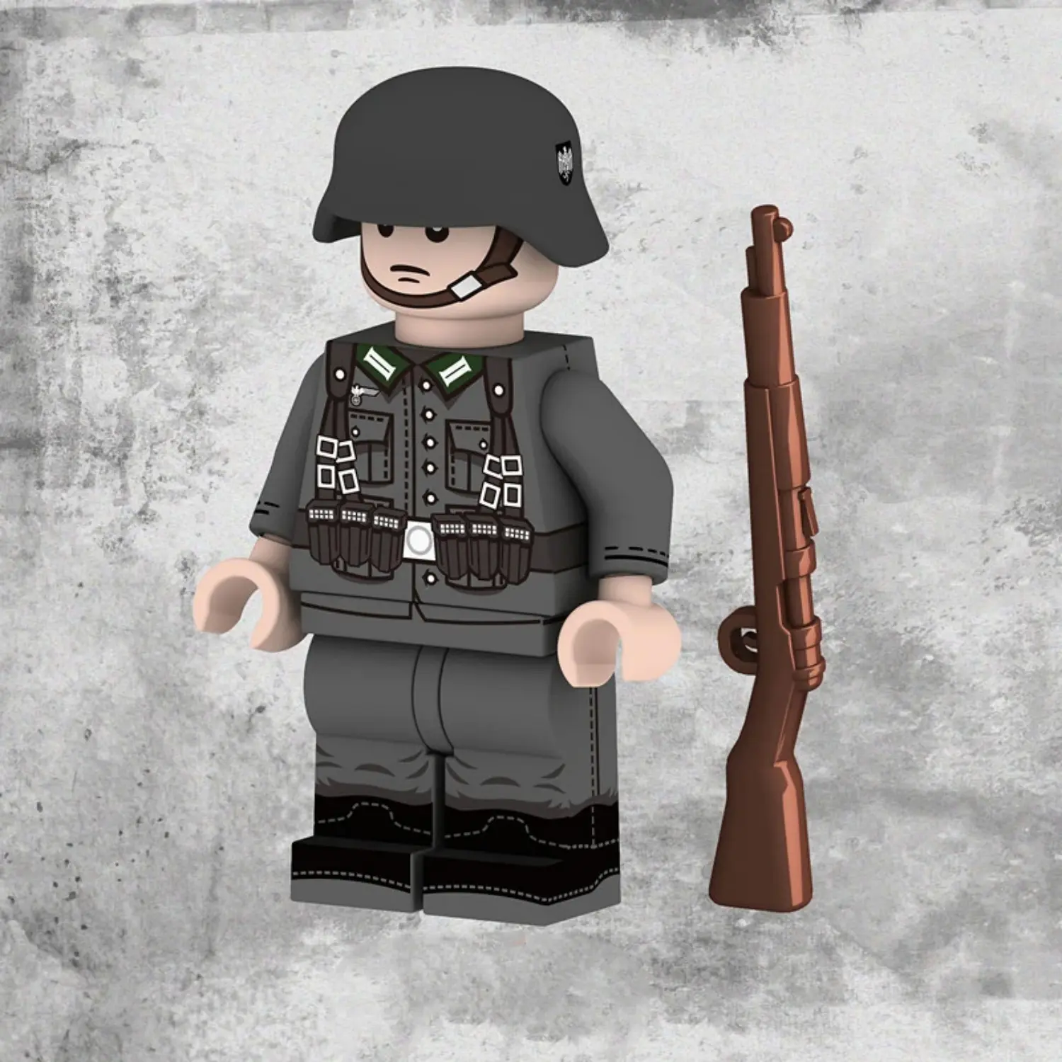 Minifigure - German Army (Heer) Rifleman infantryman (Gewehrschütze) from the World War II era (LEGO Compatible) Minifigure - German Army (Heer) Rifleman infantryman (Gewehrschütze) from the World War II era (LEGO Compatible)