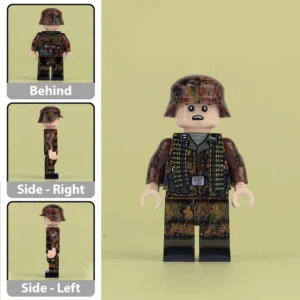 Minifigure - German Machine Gunner wearing a complete combat uniform in the Erbsenmuster (pea dot pattern) camouflage from World War II (LEGO Compatible) Minifigure - German Machine Gunner wearing a complete combat uniform in the Erbsenmuster (pea dot pattern) camouflage from World War II (LEGO Compatible)