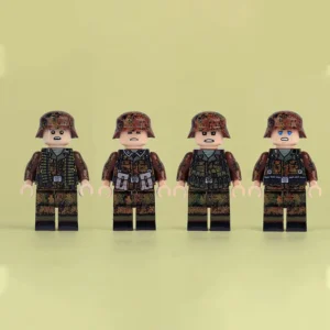 Minifigure - German soldiers from the Waffen-SS during wearing full combat uniforms in the Erbsenmuster (pea dot pattern) camouflage World War II (LEGO Compatible) Minifigure - German soldiers from the Waffen-SS during wearing full combat uniforms in the Erbsenmuster (pea dot pattern) camouflage World War II (LEGO Compatible)