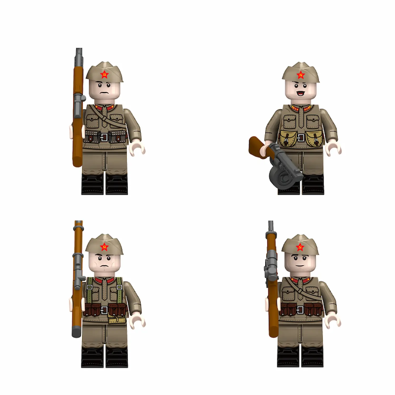 Minifigure - Soviet infantrymens from World War II (LEGO Compatible) Minifigure - Soviet infantrymens from World War II (LEGO Compatible)