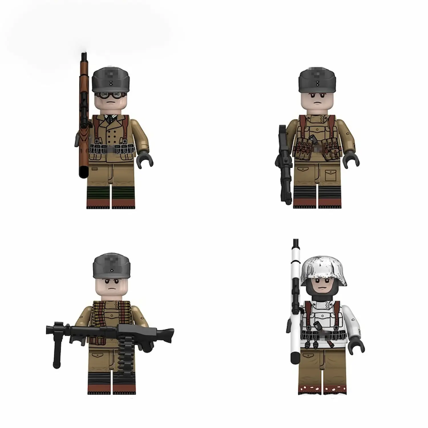 Minifigure - combat squad from the elite Gebirgsjäger (mountain troops) of the German Army (Heer) during the World War II (LEGO Compatible) Minifigure - combat squad from the elite Gebirgsjäger (mountain troops) of the German Army (Heer) during the World War II (LEGO Compatible)
