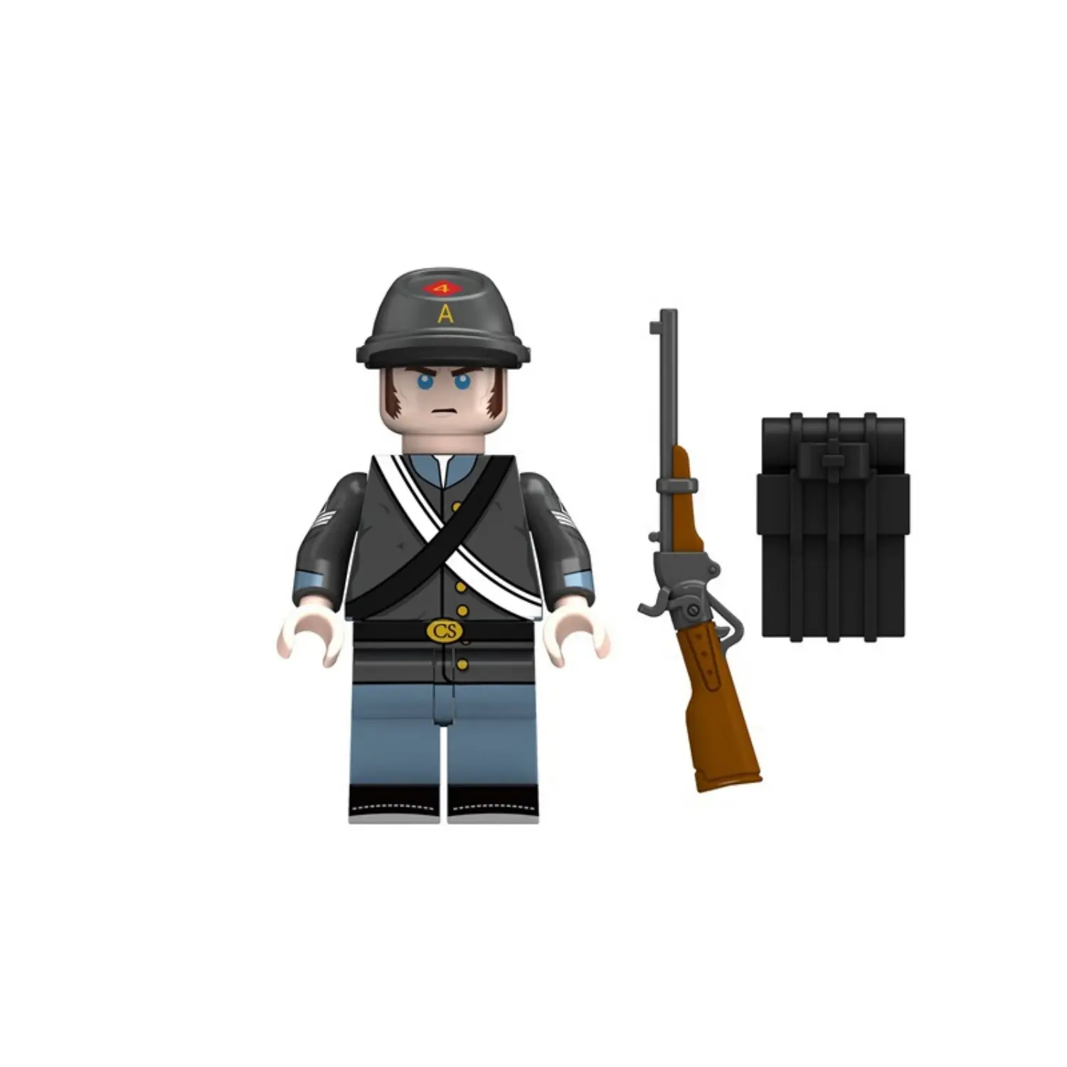 Minifigure - soldier from the Lone Star Guards Confederate States Army during the American Civil War (LEGO Compatible) Minifigure - soldier from the Lone Star Guards Confederate States Army during the American Civil War (LEGO Compatible)