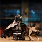 modern or near-future special forces soldier accompanied by a “robot wolf” or robot dog - Custom Printed Brick Block Figure