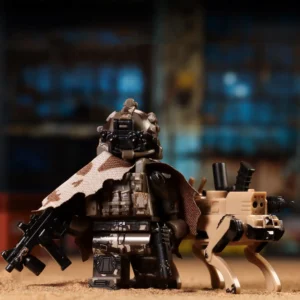 Minifigure – modern or near-future special forces soldier accompanied by a robot wolf or robot dog (LEGO Compatible) Minifigure – modern or near-future special forces soldier accompanied by a robot wolf or robot dog (LEGO Compatible)