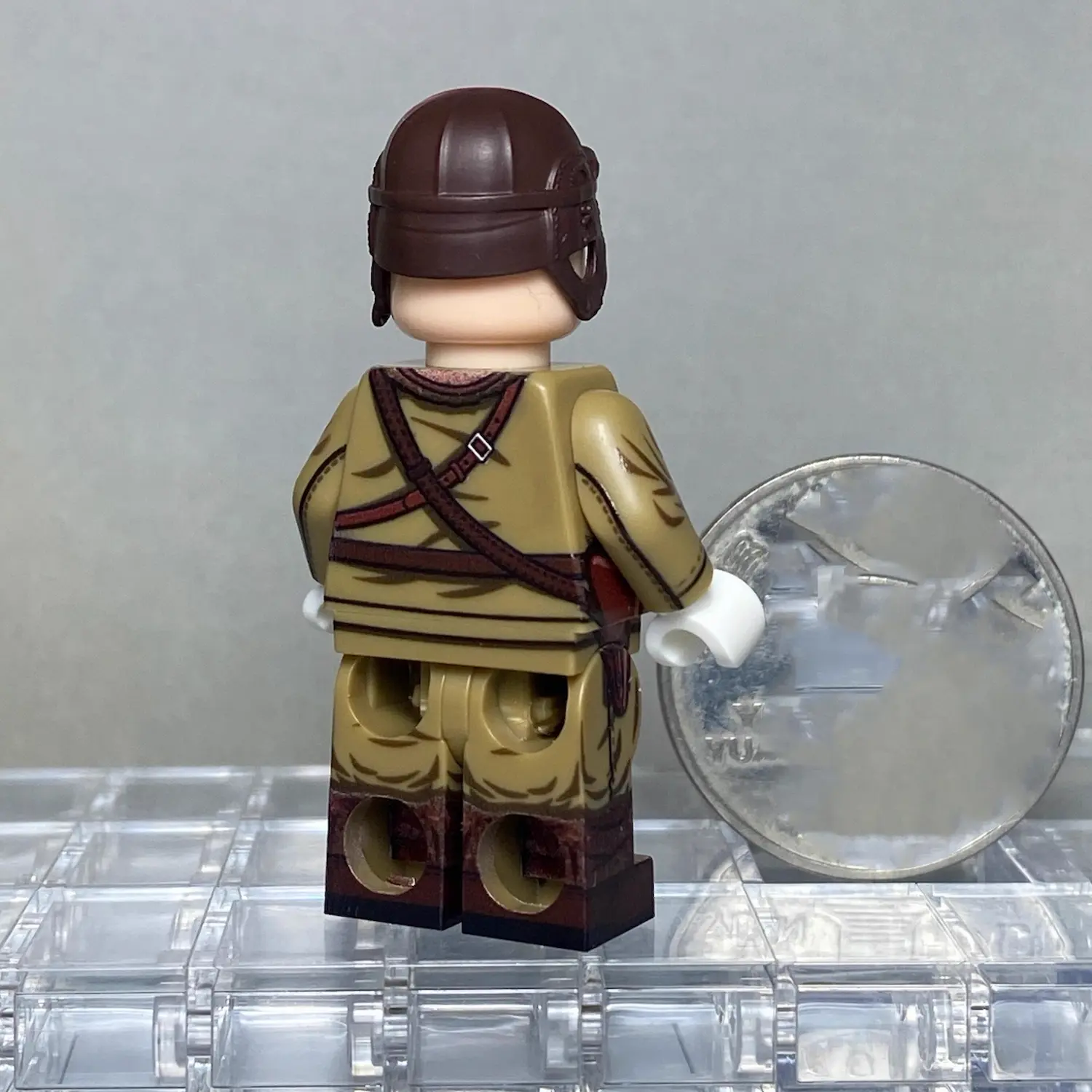 the back of Minifigure – Japanese Tank Crewman from World War II (LEGO Alternative) Japanese Tank Crewman from World War II - Custom Printed Brick Block Figure