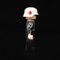 the right side of Minifigure - German combat medic (Sanitäter) World War II (LEGO Compatible) German combat medics (Sanitäter) equipped to act as stretcher-bearers (Krankenträger) World War II - Custom Printed Brick Block Figure