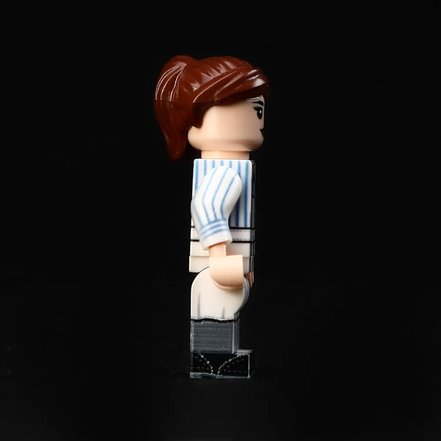the right side of Minifigure - German medical Charlotte female nurse from the World War II era (LEGO Compatible) German medical Charlotte female nurse from the World War II era - Custom Printed Brick Block Figure