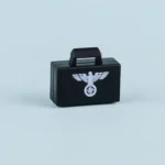 3army military briefcase or satchel molded in a black color printed in white with the Wehrmachtsadler - Custom 3D Printed Miniature Accessory Parts Pieces for Brick Block Figures