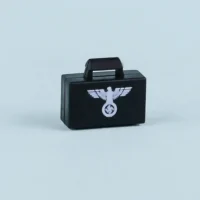 Custom Piece Miniature – army military briefcase or satchel molded in a black color printed in white with the Wehrmachtsadler – 3D Print for LEGO minifigure