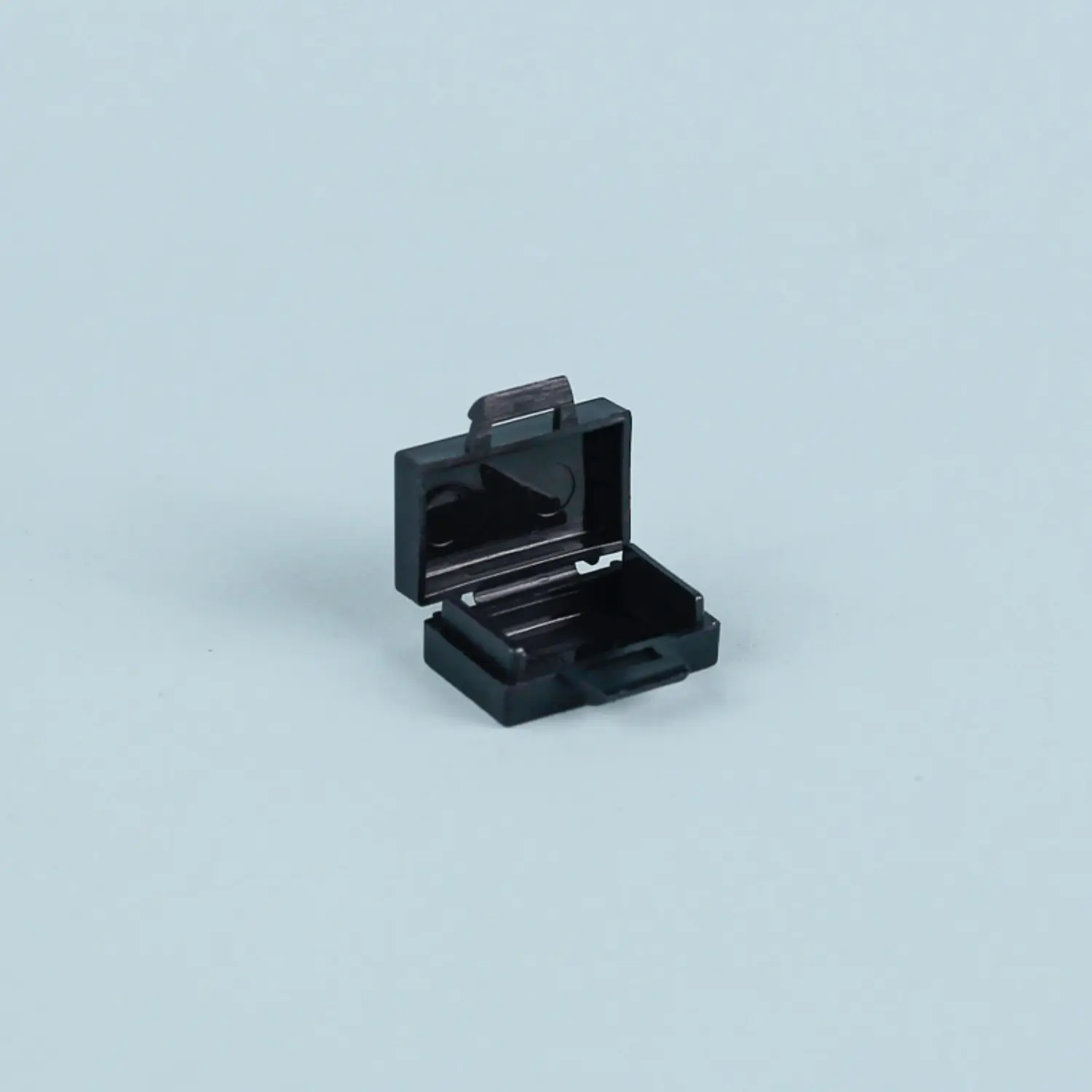 Custom Piece Miniature – army military briefcase or satchel molded in a black color printed in white with the Wehrmachtsadler – 3D Print for LEGO minifigure is opened.webp