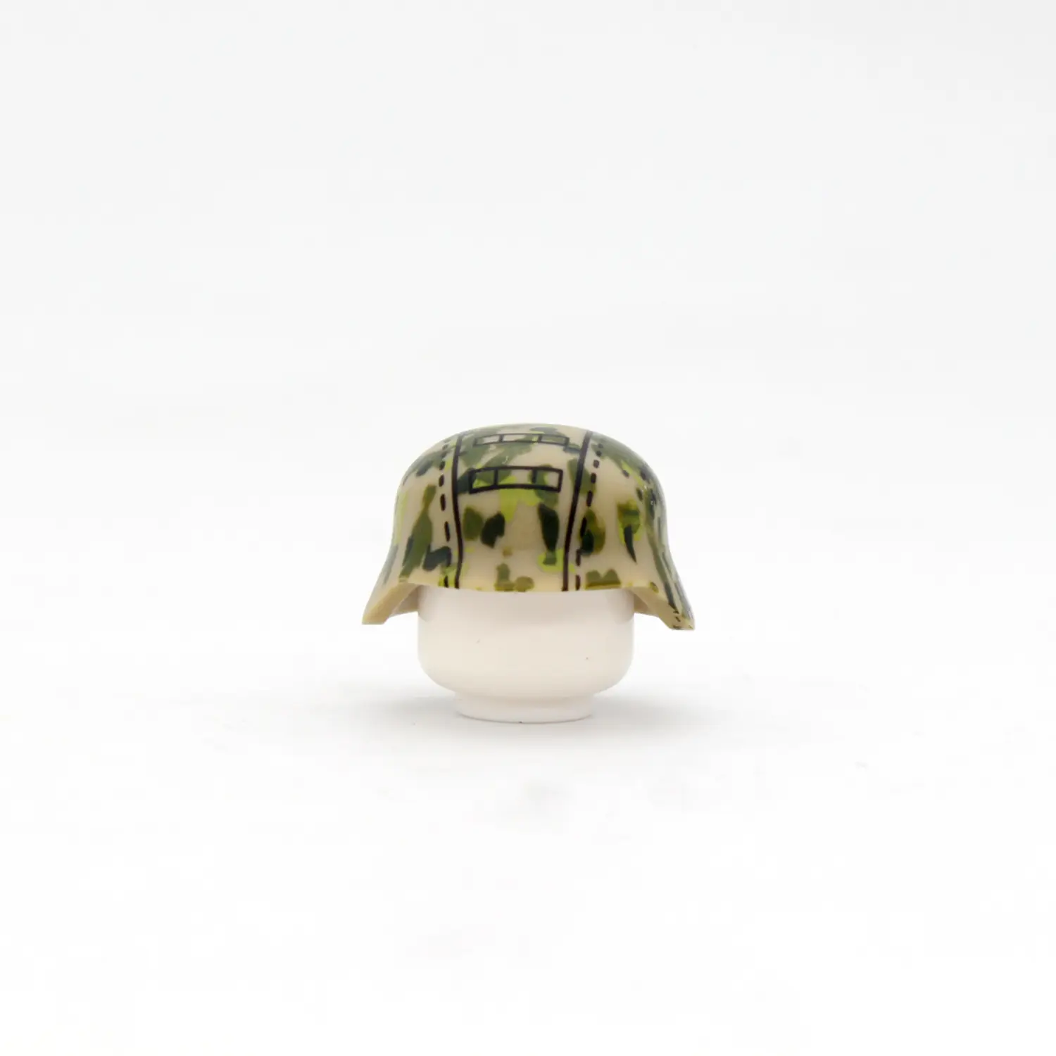 Custom Piece Miniature – military Helmet German Stahlhelm (steel helmet) from the World War II – 3D Print for LEGO minifigure Custom Piece Miniature – military Helmet German Stahlhelm (steel helmet) decorated with a camouflage pattern known as Palmenmuster (palm tree pattern) the World War II – 3D Print for LEGO minifigure