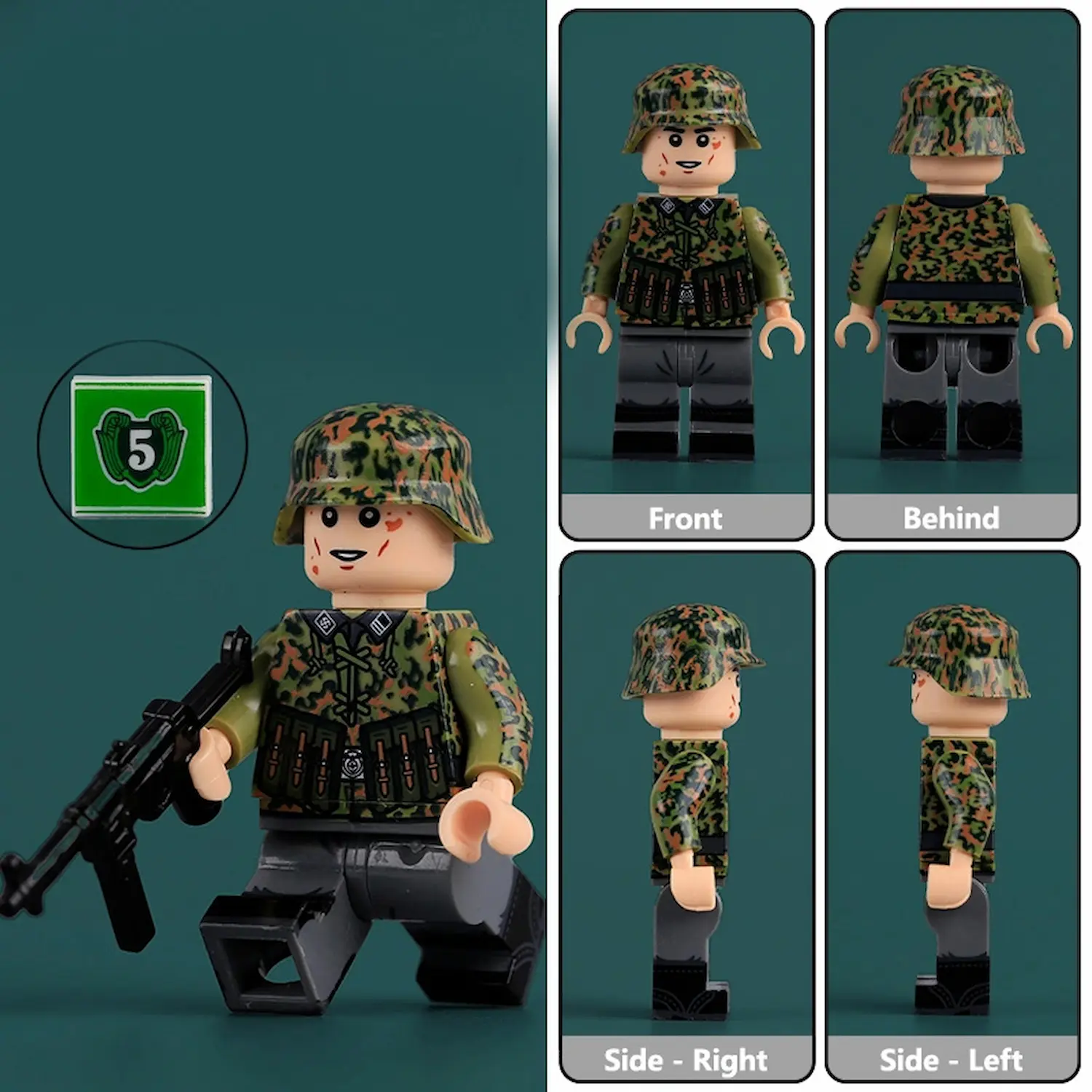 Minifigure - German soldier in Smoke Camouflage from World War II (LEGO Compatible) Minifigure - German soldier in Smoke Camouflage from World War II (LEGO Compatible)