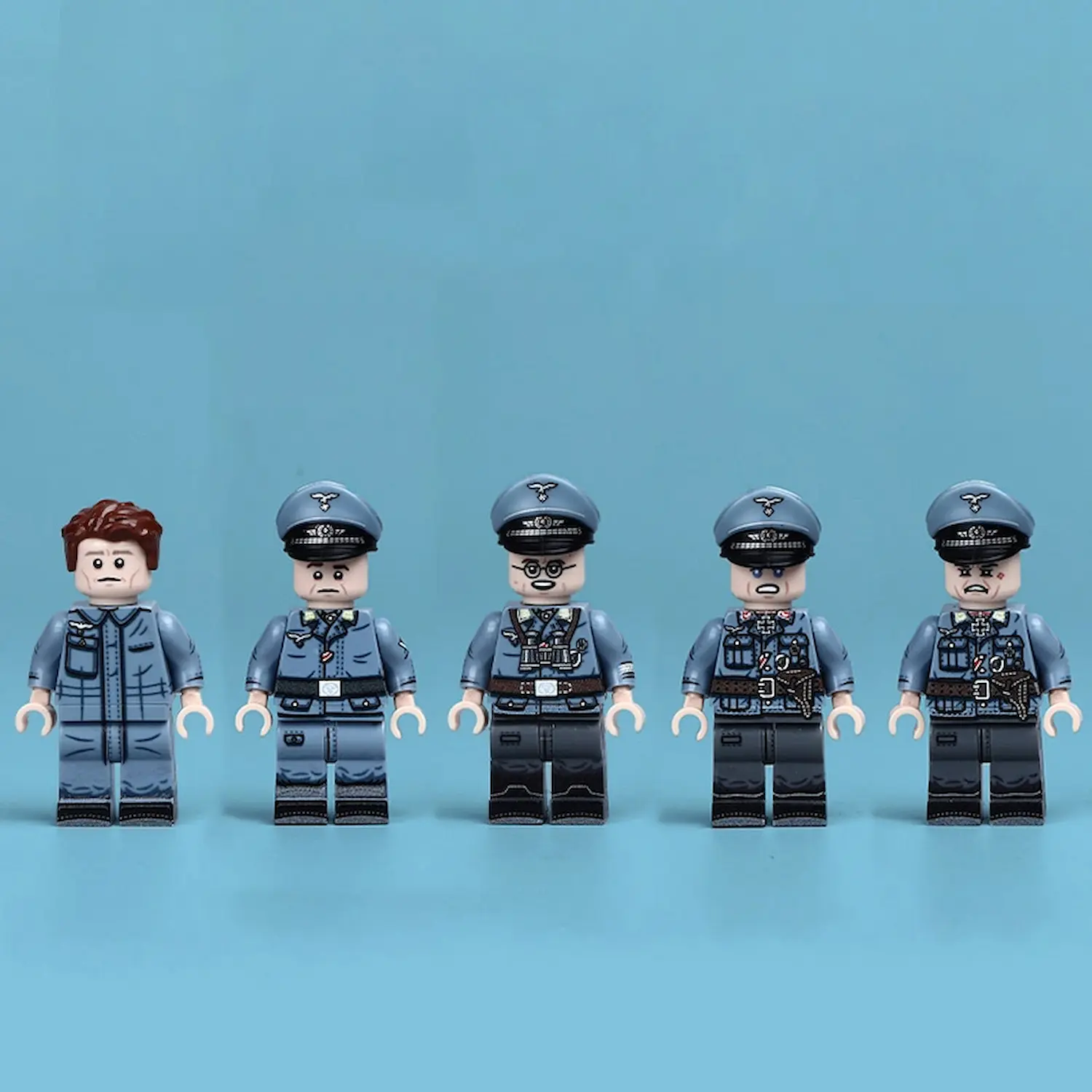 Minifigure - five distinct members of the German Air Force (Luftwaffe) from the World War II (LEGO Compatible) Minifigure - five distinct members of the German Air Force (Luftwaffe) from the World War II (LEGO Compatible)