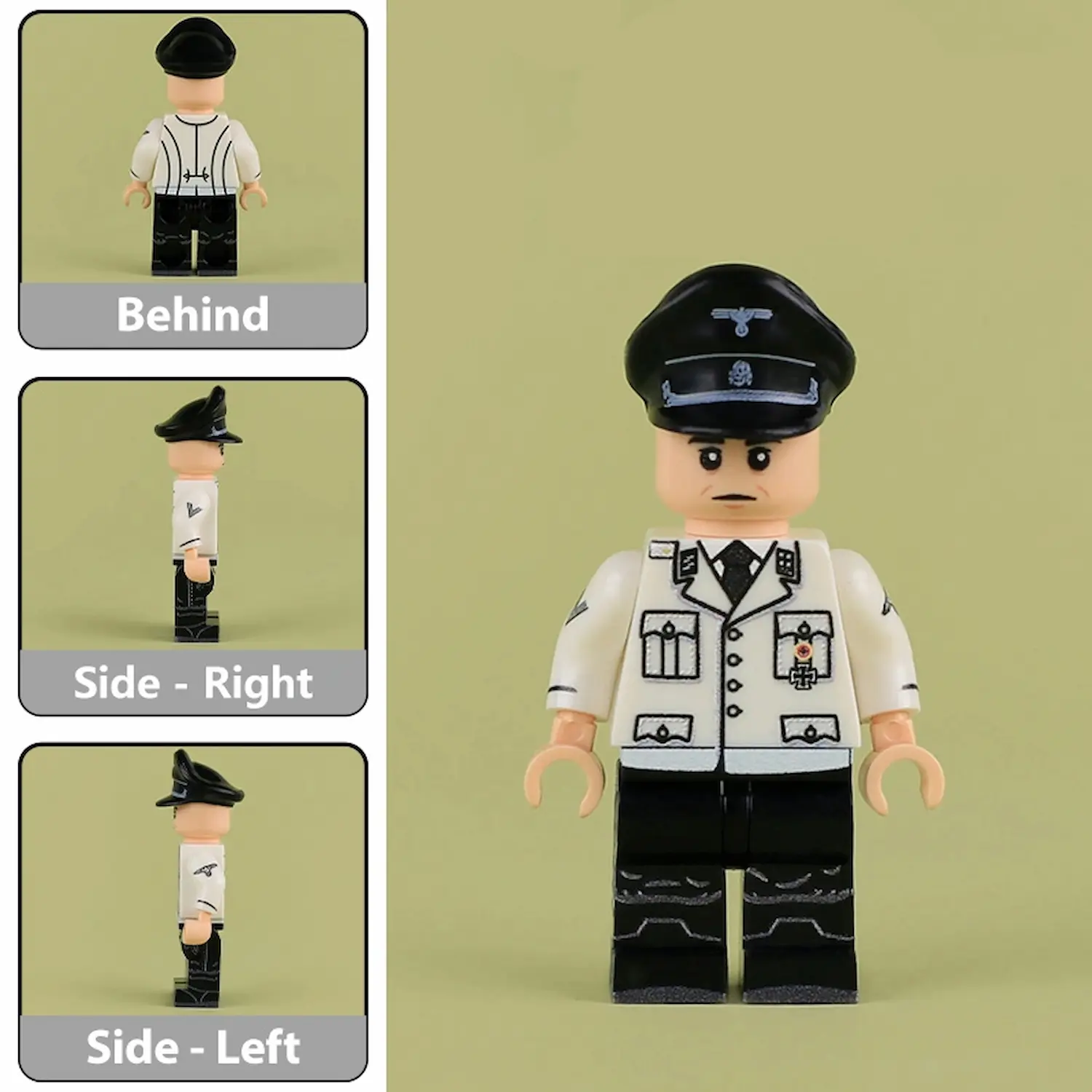 Minifigure - high-ranking German SS Second Lieutenant in an M32 model Summer White Uniform (LEGO Compatible) Minifigure - high-ranking German SS Second Lieutenant in an M32 model Summer White Uniform (LEGO Compatible)