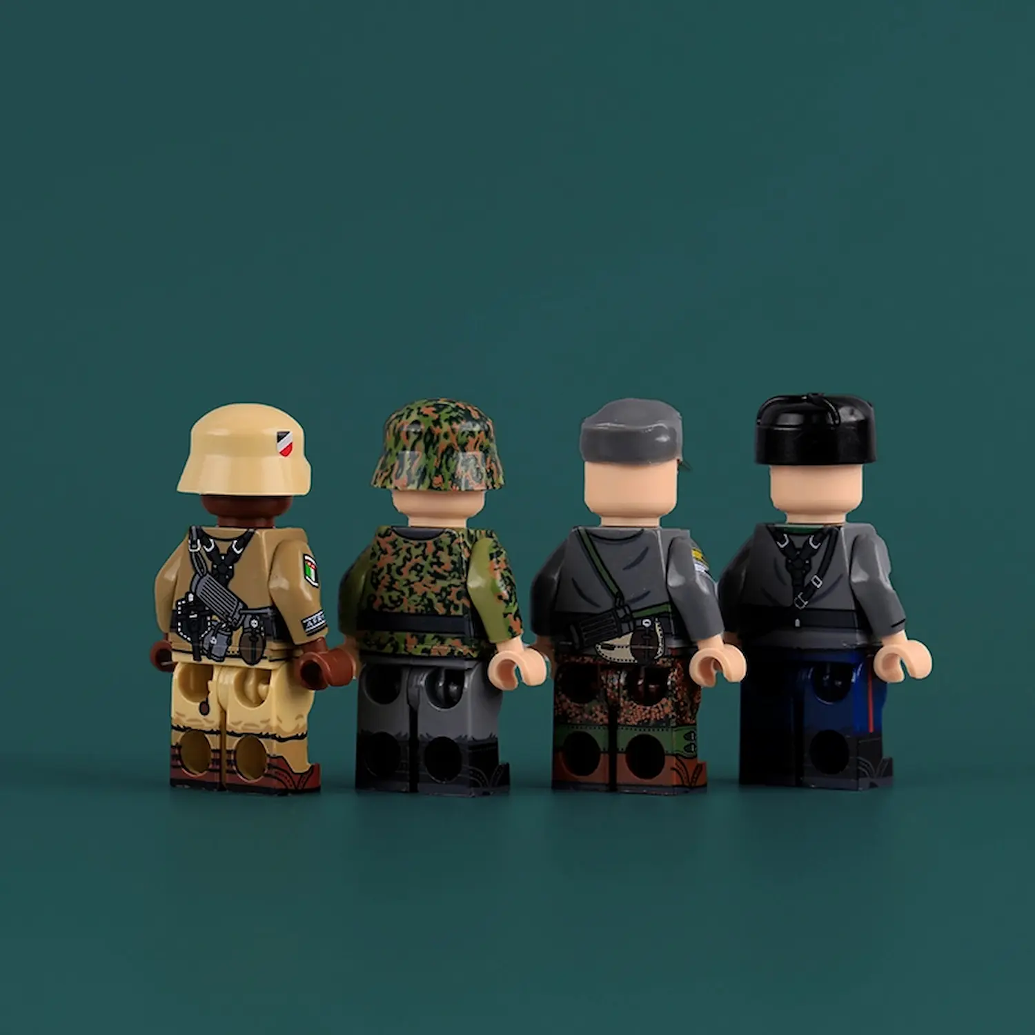 the back of the front of Minifigure - various Foreign Volunteers who served with the German military during World War II (LEGO Compatible) various Foreign Volunteers who served with the German military during World War II - Custom Printed Brick Block Figure