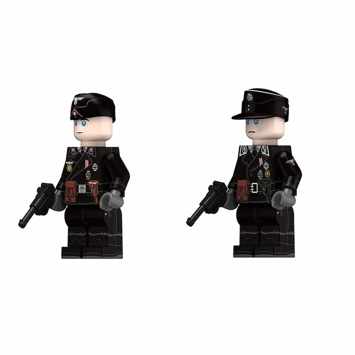 the left side of Minifigure - Two German Panzer (Armored) officers from World War II (LEGO Compatible) Minifigure - Two German Panzer (Armored) officers from World War II (LEGO Compatible)