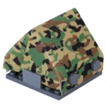 A-frame pup tent printed with a M81 Woodland camouflage pattern - Custom 3D Printed Miniature Accessory Parts Pieces for Brick Block Figures