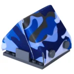 A-frame pup tent printed with a modern blue camouflage pattern - Custom 3D Printed Miniature Accessory Parts Pieces for Brick Block Figures