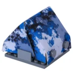 A-frame pup tent printed with a stylized blue and white camouflage pattern - Custom 3D Printed Miniature Accessory Parts Pieces for Brick Block Figures