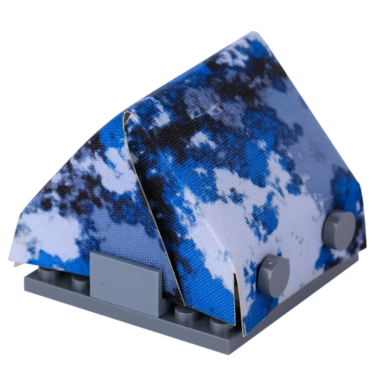 Custom Piece Miniature – A-frame pup tent printed with a stylized blue and white camouflage pattern – 3D Print for LEGO minifigure Custom Piece Miniature – A-frame pup tent printed with a stylized blue and white camouflage pattern – 3D Print for LEGO minifigure