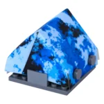 A-frame pup tent printed with a stylized blue camouflage pattern pattern - Custom 3D Printed Miniature Accessory Parts Pieces for Brick Block Figures