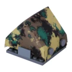 A-frame pup tent printed with a stylized woodland camouflage pattern - Custom 3D Printed Miniature Accessory Parts Pieces for Brick Block Figures