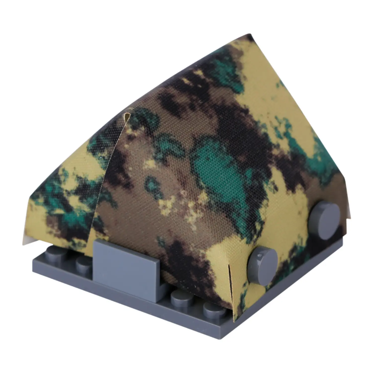 Custom Piece Miniature – A-frame pup tent printed with a stylized woodland camouflage pattern – 3D Print for LEGO minifigure Custom Piece Miniature – A-frame pup tent printed with a stylized woodland camouflage pattern – 3D Print for LEGO minifigure