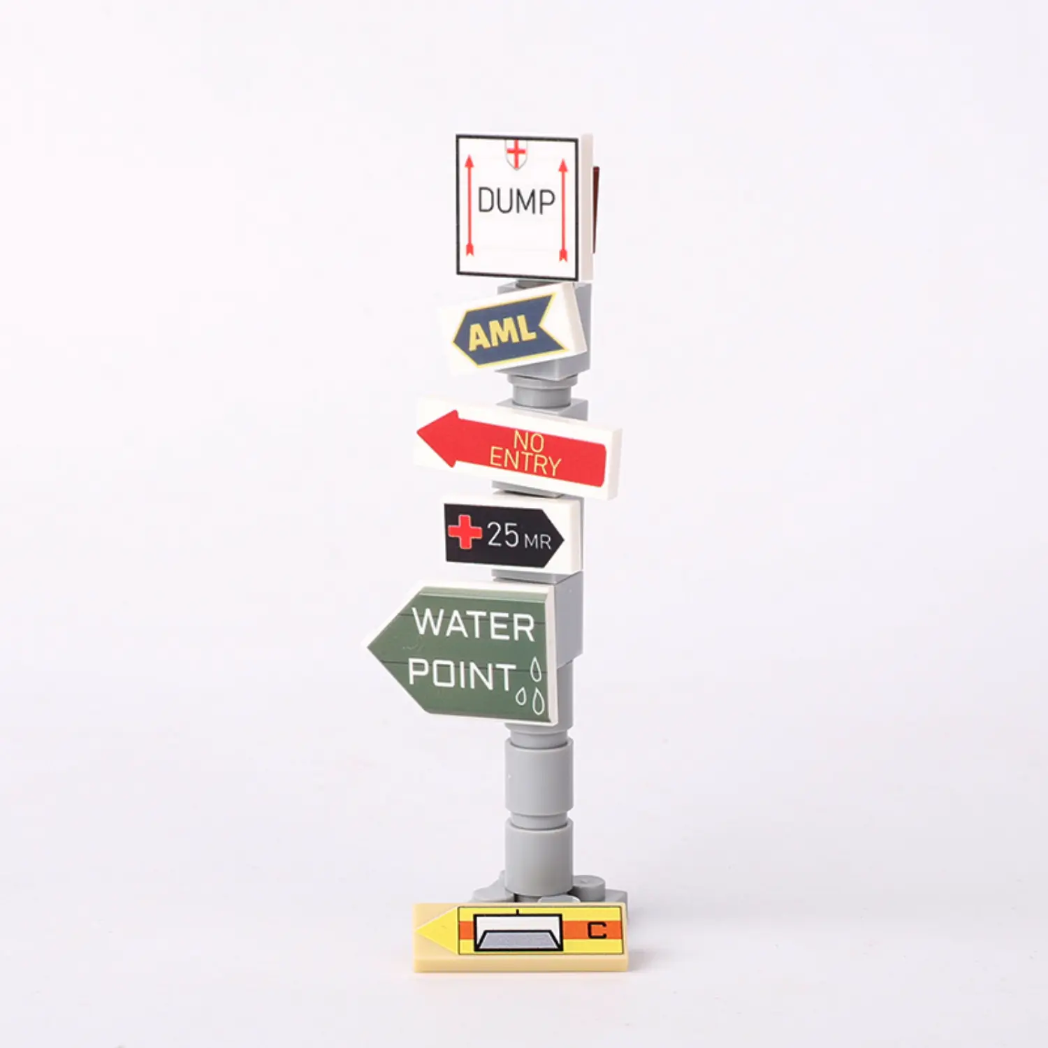 Custom Piece Miniature – British Commonwealth military road signpost from the North African Campaign of World War II – 3D Print for LEGO Minifigure