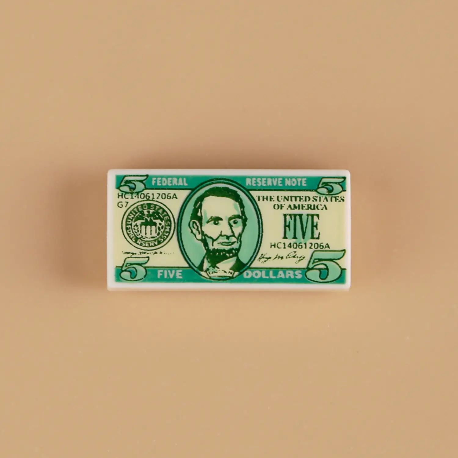 Custom Piece Miniature – United States Five-dollar bill custom-printed tile – 3D Print for LEGO minifigure