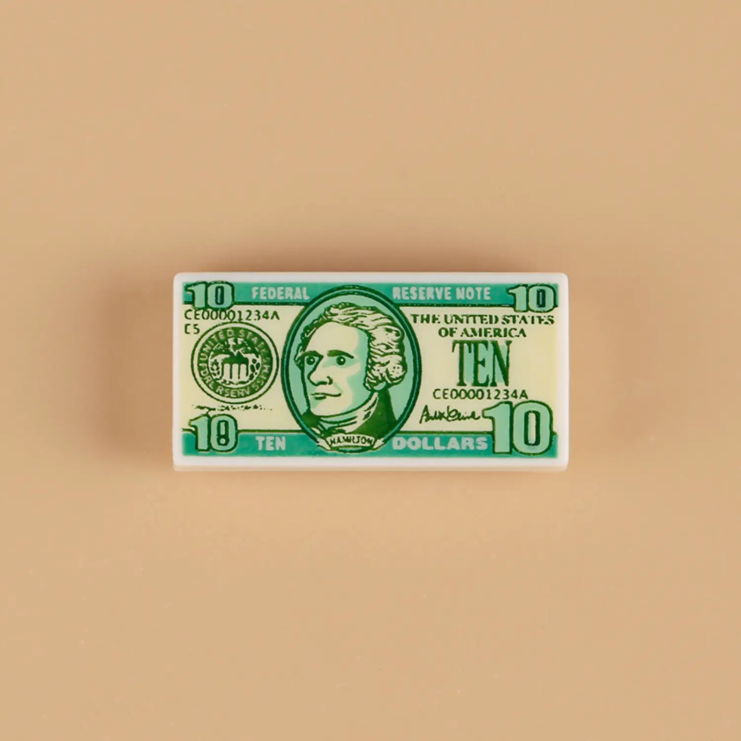 Custom Piece Miniature – United States Ten-dollar bill custom-printed tile – 3D Print for LEGO minifigure