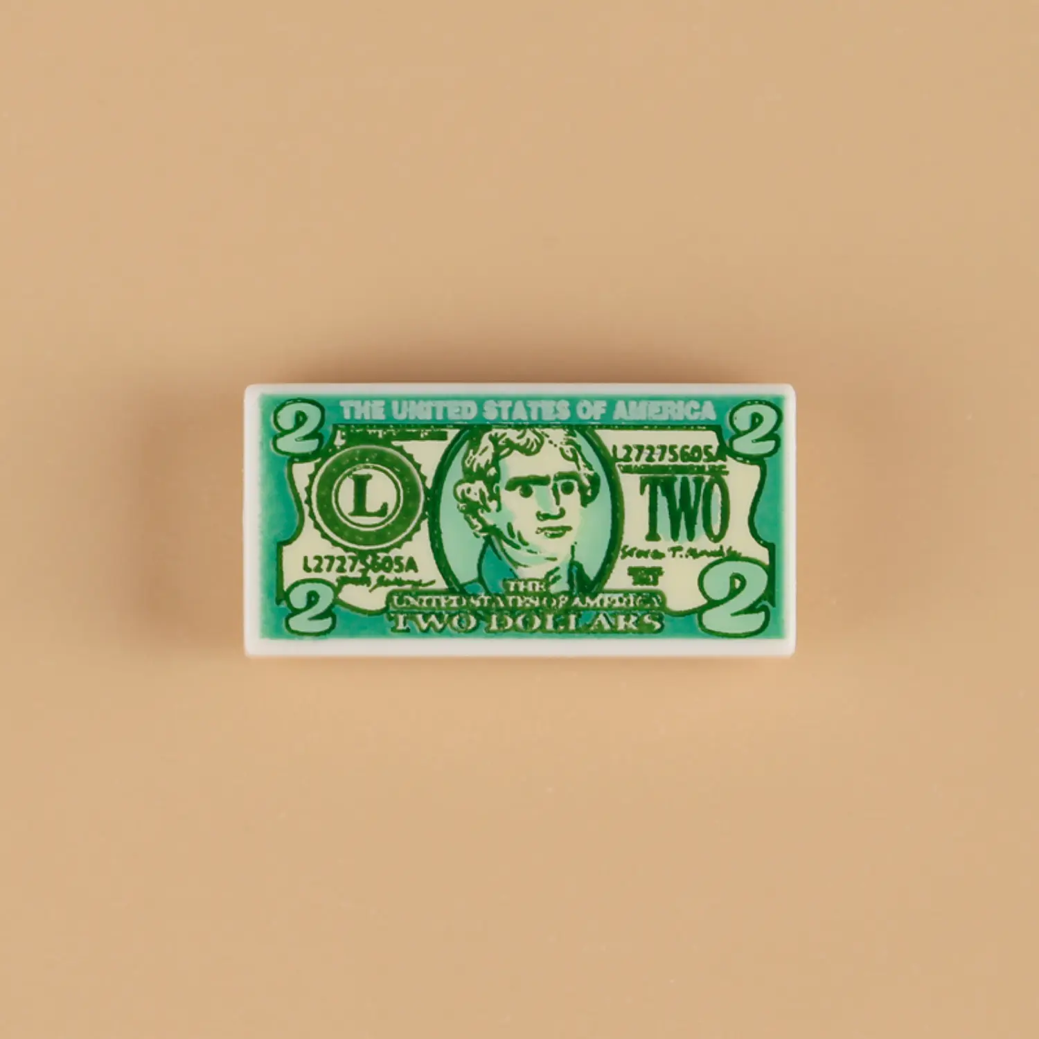 Custom Piece Miniature – United States two-dollar bill custom-printed tile – 3D Print for LEGO minifigure