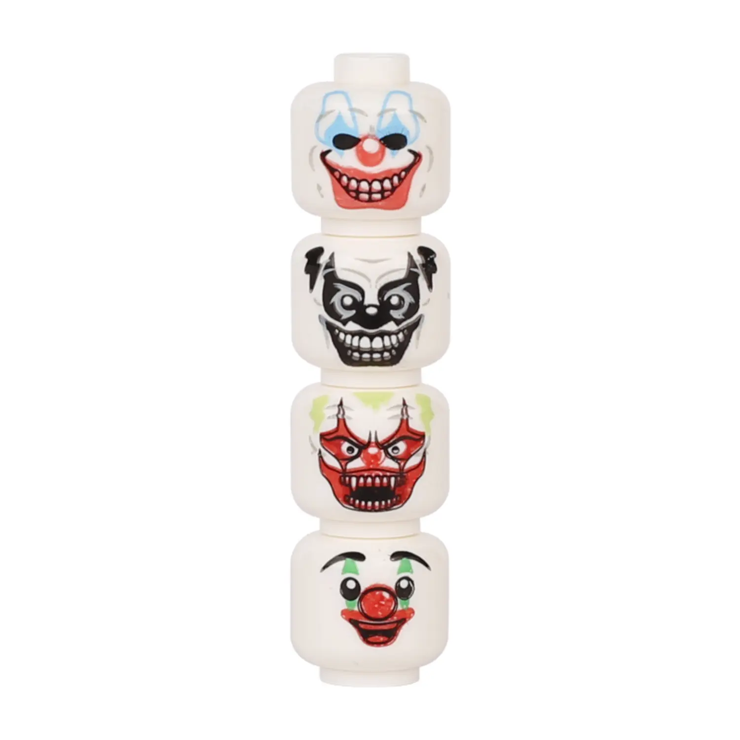 Custom Piece Miniature – four heads features a variety of faces for scary or evil clowns for Halloween – 3D Print for LEGO minifigure Custom Piece Miniature – four heads features a variety of faces for scary or evil clowns for Halloween – 3D Print for LEGO minifigure