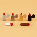 four windproof lighters in various colors, a lit cigarette, and a cigar - Custom 3D Printed Miniature Accessory Parts Pieces for Brick Block Figures