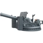 heavy caliber deck gun World War II era naval or coastal artillery gun dark grey - Custom 3D Printed Miniature Accessory Parts Pieces for Brick Block Figures