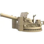 heavy caliber deck gun World War II era naval or coastal artillery gun tan or desert sand - Custom 3D Printed Miniature Accessory Parts Pieces for Brick Block Figures
