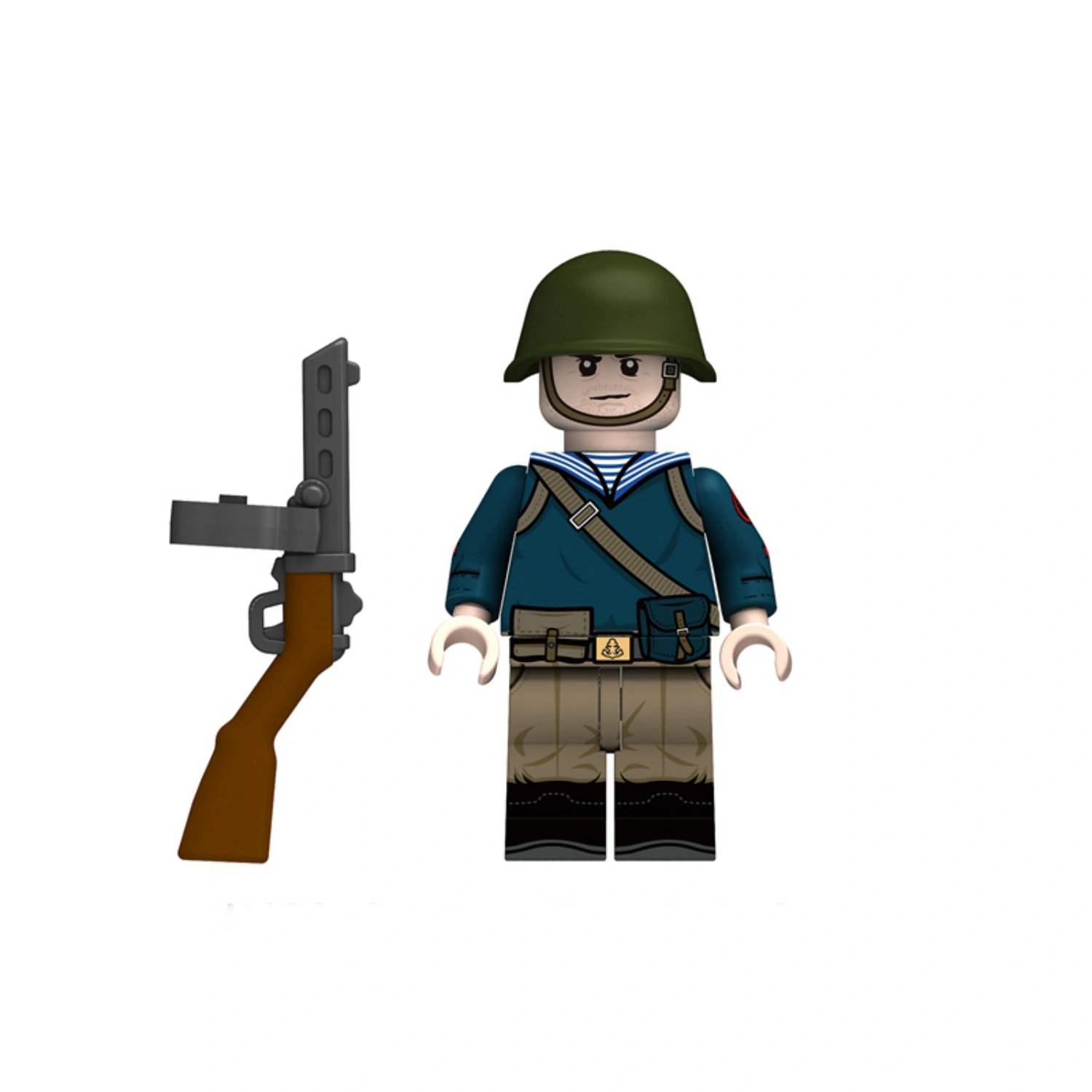 Minifigure – Soviet Naval Infantryman wearing a dark blue naval shirt from the World War II era (LEGO Compatible) Minifigure – Soviet Naval Infantryman wearing a dark blue naval shirt from the World War II era (LEGO Compatible)