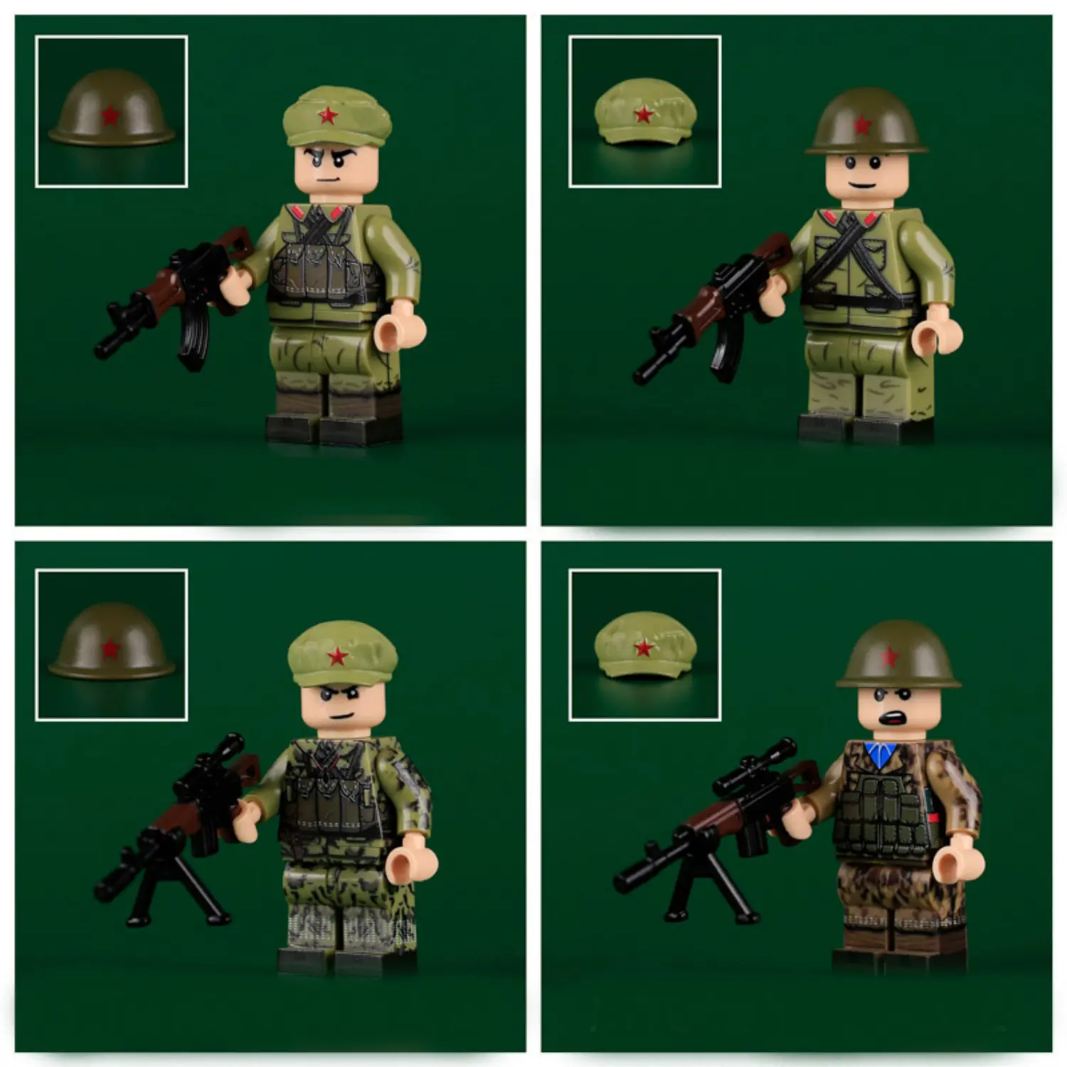 Minifigure – soldiers of the Chinese People's Liberation Army (PLA) from the era of the Sino-Vietnamese War (LEGO Compatible)