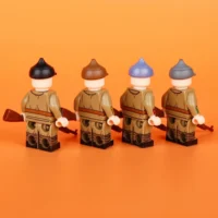 the back of Minifigure – Soviet Red Army from the Russian Civil War and early WWII period (LEGO Alternative) with rifles Soviet Red Army from the Russian Civil War and early WWII period - Custom Printed Brick Block Figure