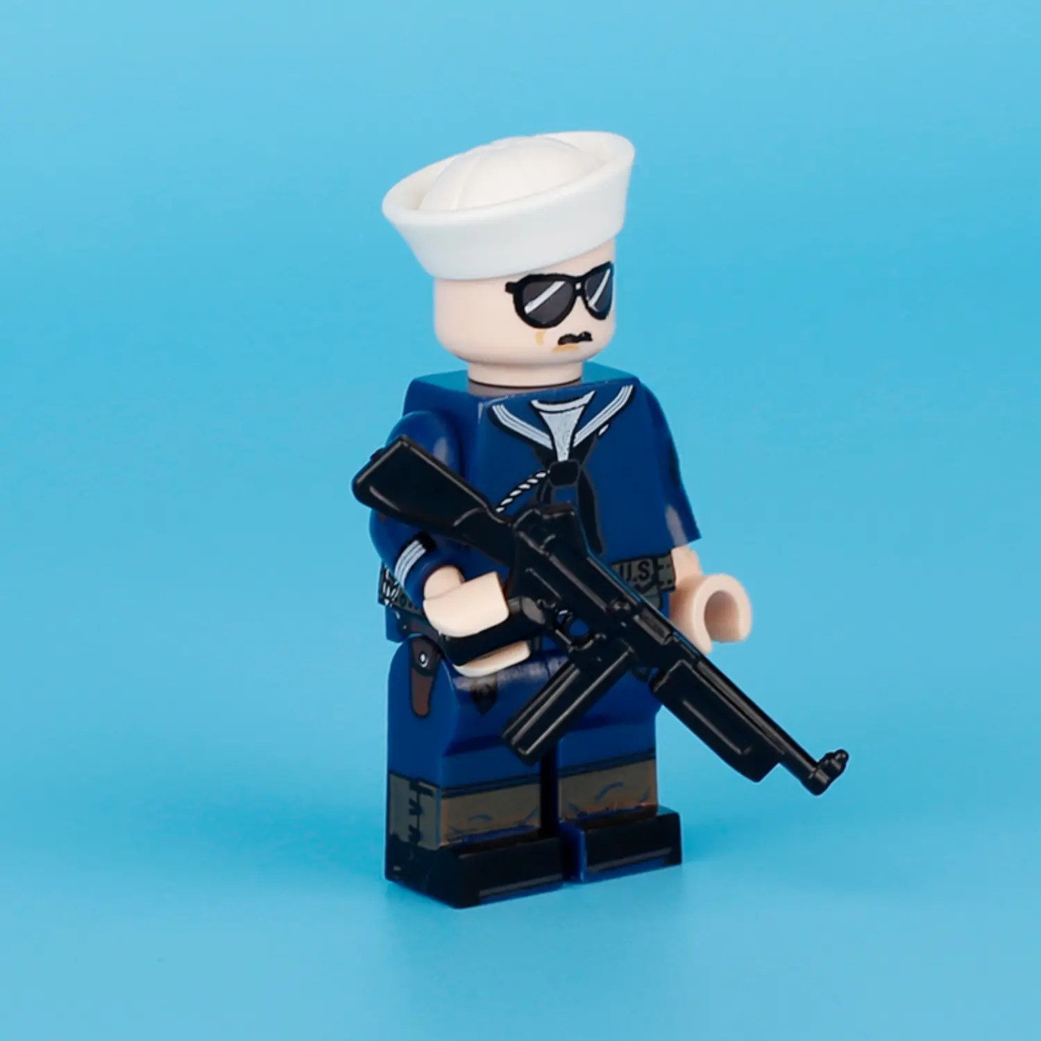 the right side of Minifigure - United States Navy Petty Officer (NCO) from the World War II - LEGO Compatible United States Navy Petty Officer (NCO) from the World War II - Custom Printed Brick Block Figure
