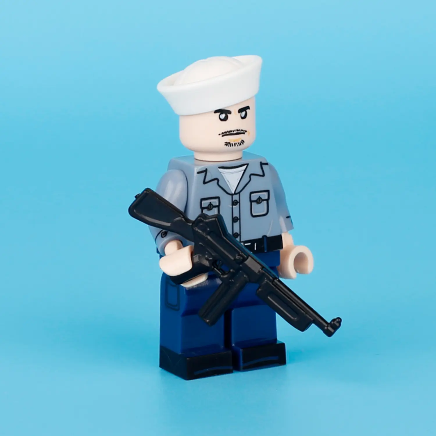 the right side of Minifigure - United States Navy sailor from the World War II - LEGO Compatible the right side of Minifigure - United States Navy sailor from the World War II - LEGO Compatible