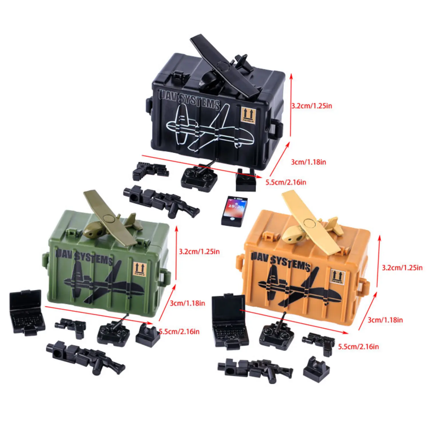 military UAV (Unmanned Aerial Vehicle) systems drones - Custom 3D Printed Miniature Accessory Parts Pieces for Brick Block Figures